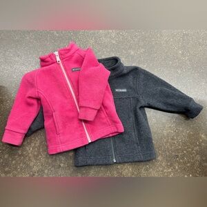 Lot 2 Columbia baby Fleece Jackets  - Pink and Gray 6-12 montés